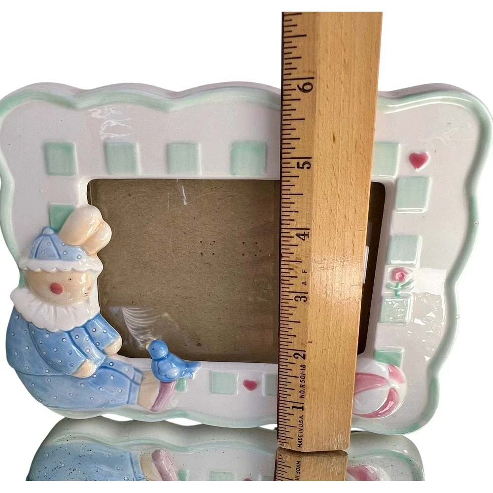 Picture Frame Ganz Ceramic Bunny‎ 4x6 Nursery Decor Garden Theme Mint Green